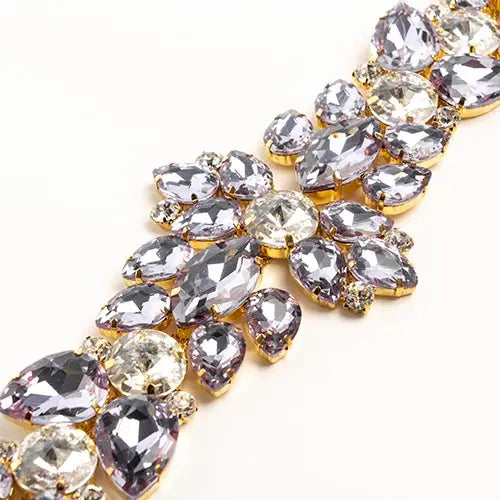 Crystal Motifs Floral 28x7.5cm  Aurora Borealis/Gold