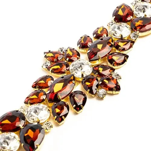 Crystal Motifs Floral 28x7.5cm  Aurora Borealis/Gold