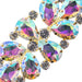 Crystal Motif Oval Connector 75x36mm  Aurora Borealis with Gold Casing