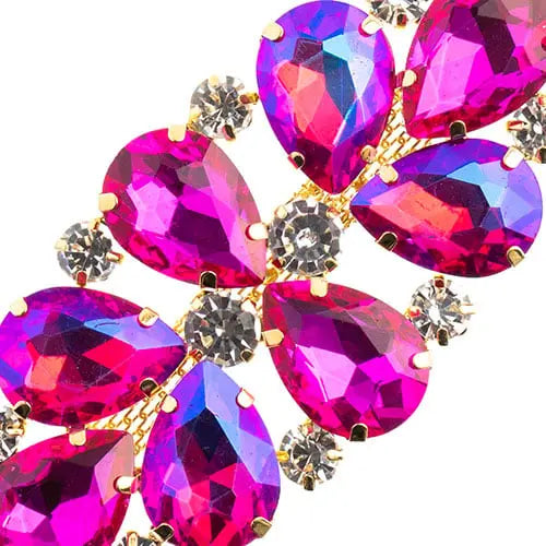 Crystal Motif Oval Connector 75x36mm  Aurora Borealis with Gold Casing