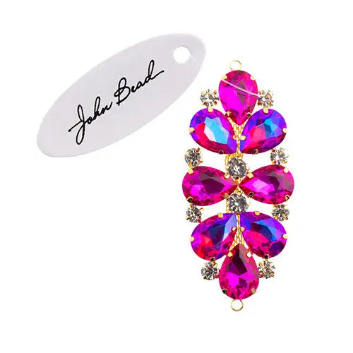 Crystal Motif Oval Connector 75x36mm  Aurora Borealis with Gold Casing