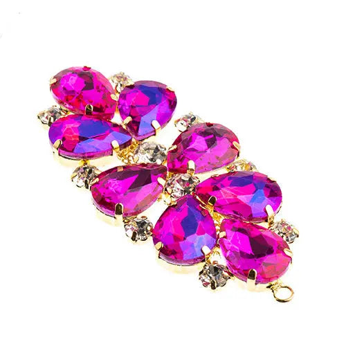 Crystal Motif Oval Connector 75x36mm  Aurora Borealis with Gold Casing