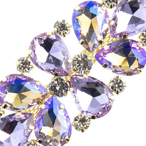 Crystal Motif Oval Connector 75x36mm  Aurora Borealis with Gold Casing