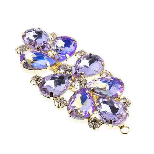 Crystal Motif Oval Connector 75x36mm  Aurora Borealis with Gold Casing - Cosplay Supplies Inc