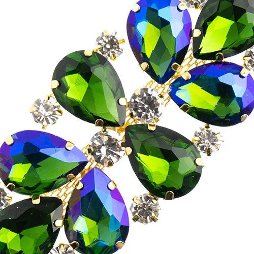 Crystal Motif Oval Connector 75x36mm  Aurora Borealis with Gold Casing