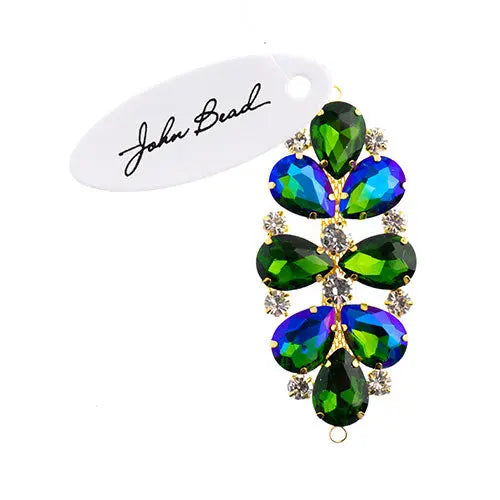 Crystal Motif Oval Connector 75x36mm  Aurora Borealis with Gold Casing