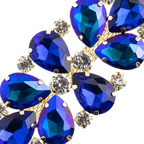 Crystal Motif Oval Connector 75x36mm  Aurora Borealis with Gold Casing