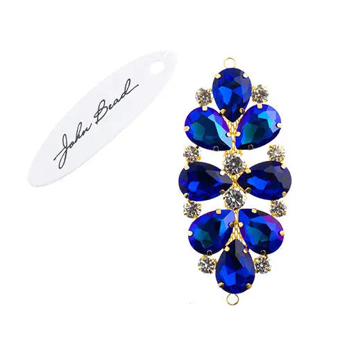 Crystal Motif Oval Connector 75x36mm  Aurora Borealis with Gold Casing