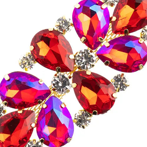 Crystal Motif Oval Connector 75x36mm  Aurora Borealis with Gold Casing