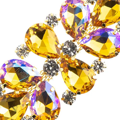 Crystal Motif Oval Connector 75x36mm  Aurora Borealis with Gold Casing