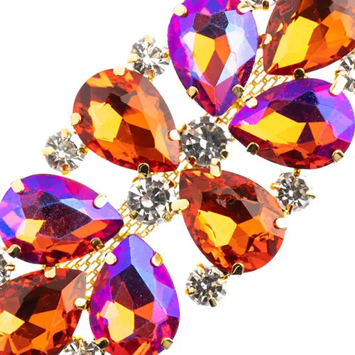 Crystal Motif Oval Connector 75x36mm  Aurora Borealis with Gold Casing