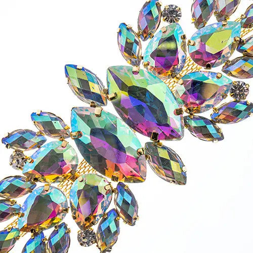 Crystal Motif Wings 135x48mm  Aurora Borealis with Gold Casing