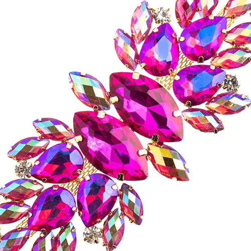 Crystal Motif Wings 135x48mm  Aurora Borealis with Gold Casing