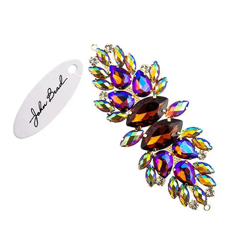 Crystal Motif Wings 135x48mm  Aurora Borealis with Gold Casing