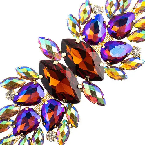 Crystal Motif Wings 135x48mm  Aurora Borealis with Gold Casing