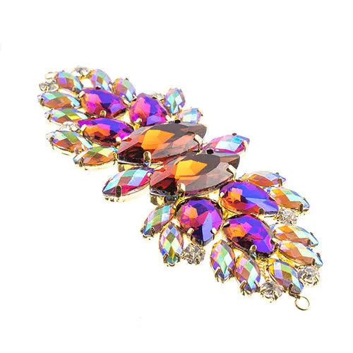 Crystal Motif Wings 135x48mm  Aurora Borealis with Gold Casing - Cosplay Supplies Inc