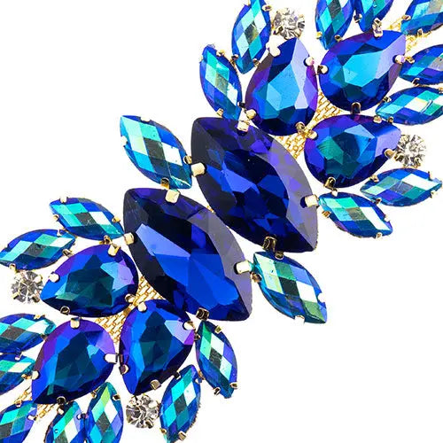 Crystal Motif Wings 135x48mm  Aurora Borealis with Gold Casing