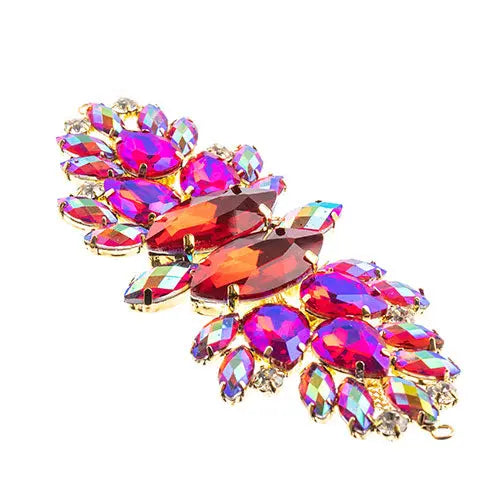 Crystal Motif Wings 135x48mm  Aurora Borealis with Gold Casing - Cosplay Supplies Inc