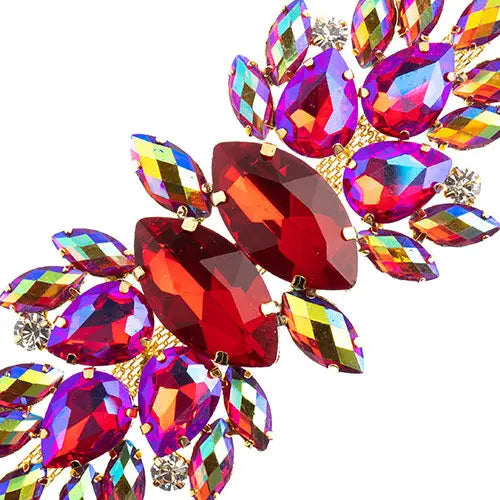 Crystal Motif Wings 135x48mm  Aurora Borealis with Gold Casing