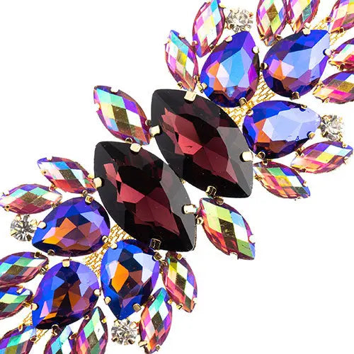 Crystal Motif Wings 135x48mm  Aurora Borealis with Gold Casing