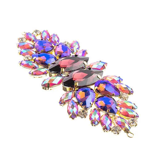 Crystal Motif Wings 135x48mm  Aurora Borealis with Gold Casing - Cosplay Supplies Inc