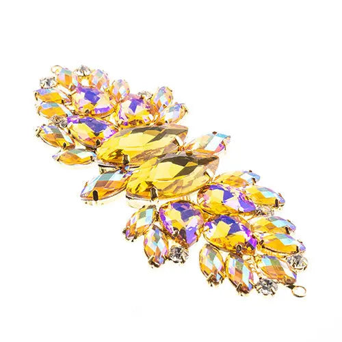 Crystal Motif Wings 135x48mm  Aurora Borealis with Gold Casing - Cosplay Supplies Inc