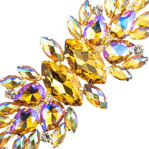 Crystal Motif Wings 135x48mm  Aurora Borealis with Gold Casing