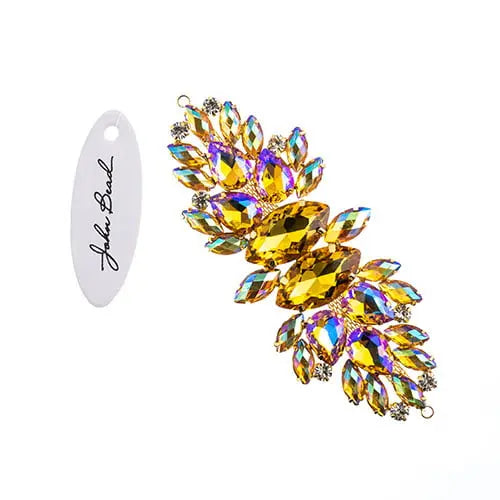 Crystal Motif Wings 135x48mm  Aurora Borealis with Gold Casing