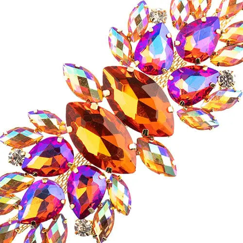 Crystal Motif Wings 135x48mm  Aurora Borealis with Gold Casing