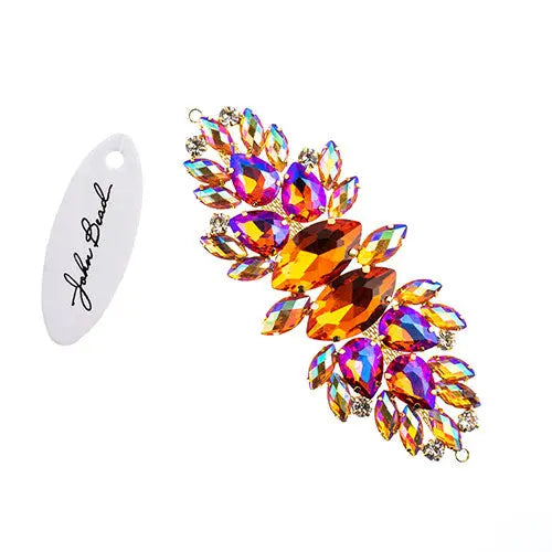 Crystal Motif Wings 135x48mm  Aurora Borealis with Gold Casing