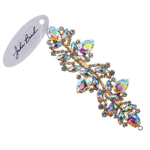 Crystal Motif Zenial Design 142x44mm  Aurora Borealis with Gold Casing