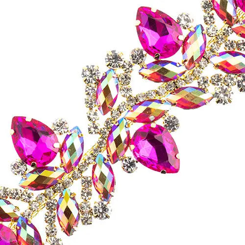 Crystal Motif Zenial Design 142x44mm  Aurora Borealis with Gold Casing