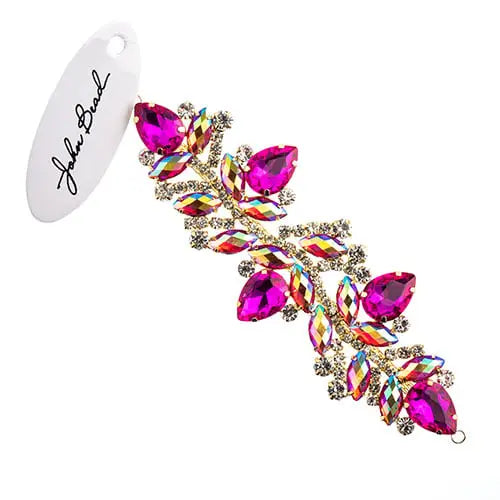 Crystal Motif Zenial Design 142x44mm  Aurora Borealis with Gold Casing