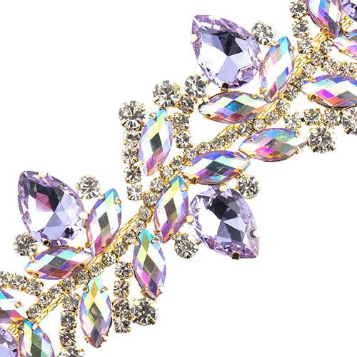 Crystal Motif Zenial Design 142x44mm  Aurora Borealis with Gold Casing