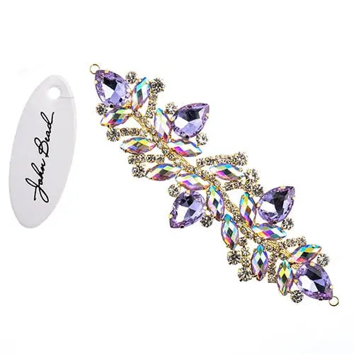 Crystal Motif Zenial Design 142x44mm  Aurora Borealis with Gold Casing