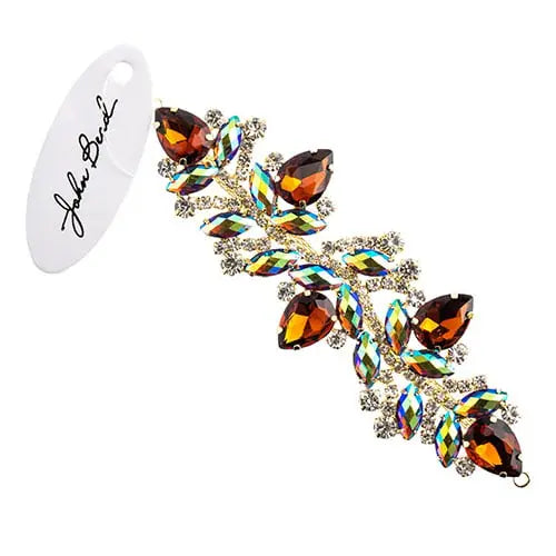 Crystal Motif Zenial Design 142x44mm  Aurora Borealis with Gold Casing