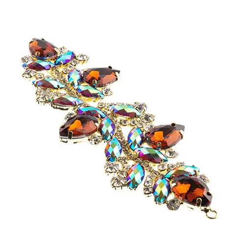 Crystal Motif Zenial Design 142x44mm  Aurora Borealis with Gold Casing - Cosplay Supplies Inc