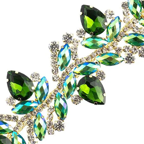 Crystal Motif Zenial Design 142x44mm  Aurora Borealis with Gold Casing