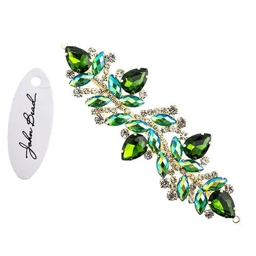 Crystal Motif Zenial Design 142x44mm  Aurora Borealis with Gold Casing