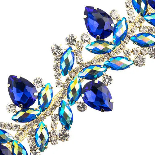 Crystal Motif Zenial Design 142x44mm  Aurora Borealis with Gold Casing