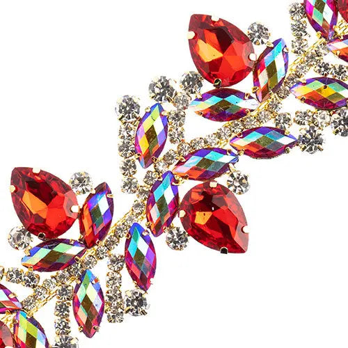 Crystal Motif Zenial Design 142x44mm  Aurora Borealis with Gold Casing