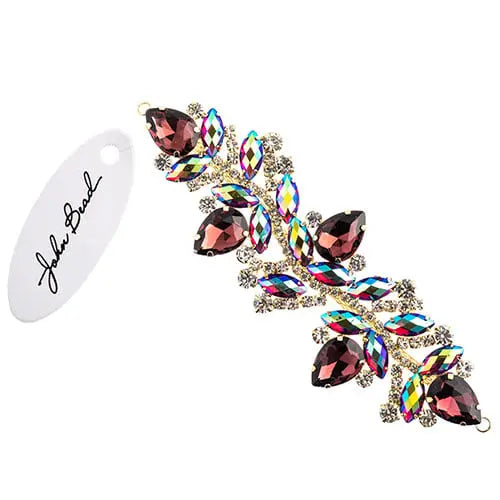 Crystal Motif Zenial Design 142x44mm  Aurora Borealis with Gold Casing