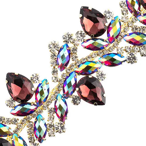 Crystal Motif Zenial Design 142x44mm  Aurora Borealis with Gold Casing