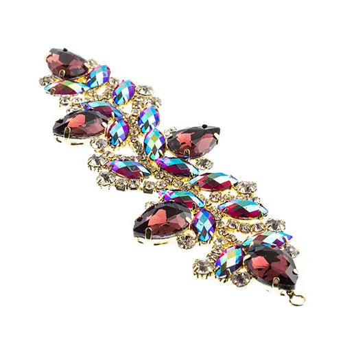 Crystal Motif Zenial Design 142x44mm  Aurora Borealis with Gold Casing - Cosplay Supplies Inc