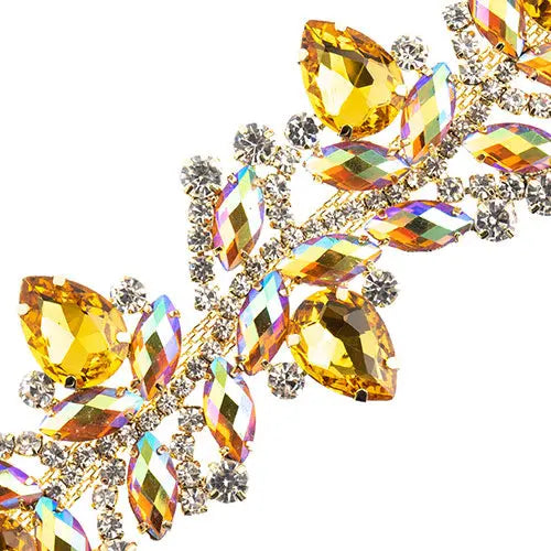 Crystal Motif Zenial Design 142x44mm  Aurora Borealis with Gold Casing