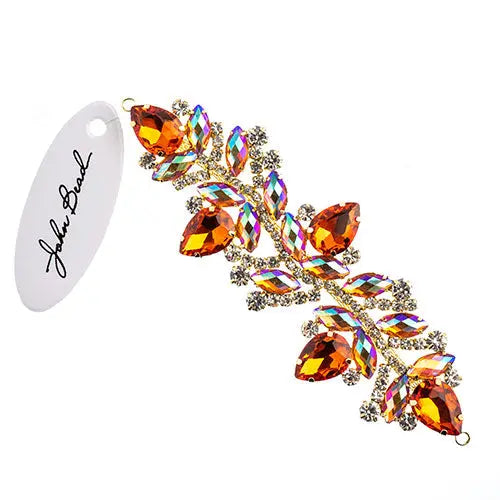 Crystal Motif Zenial Design 142x44mm  Aurora Borealis with Gold Casing