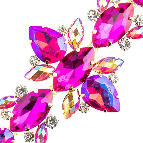 Crystal Motif Navette Oval 129x67mm  Aurora Borealis with Gold Casing - Cosplay Supplies Inc