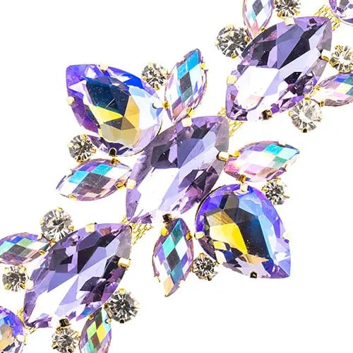 Crystal Motif Navette Oval 129x67mm  Aurora Borealis with Gold Casing - Cosplay Supplies Inc