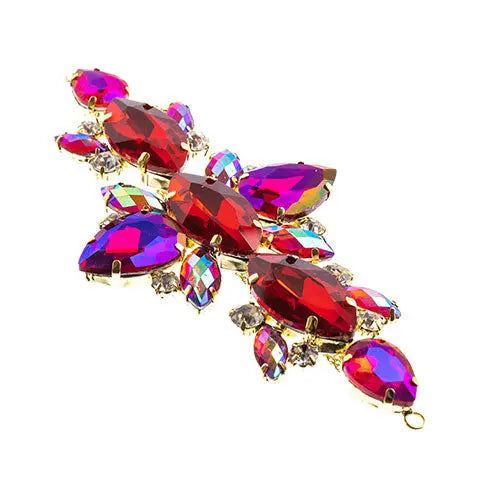 Crystal Motif Navette Oval 129x67mm  Aurora Borealis with Gold Casing - Cosplay Supplies Inc