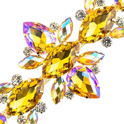 Crystal Motif Navette Oval 129x67mm  Aurora Borealis with Gold Casing - Cosplay Supplies Inc